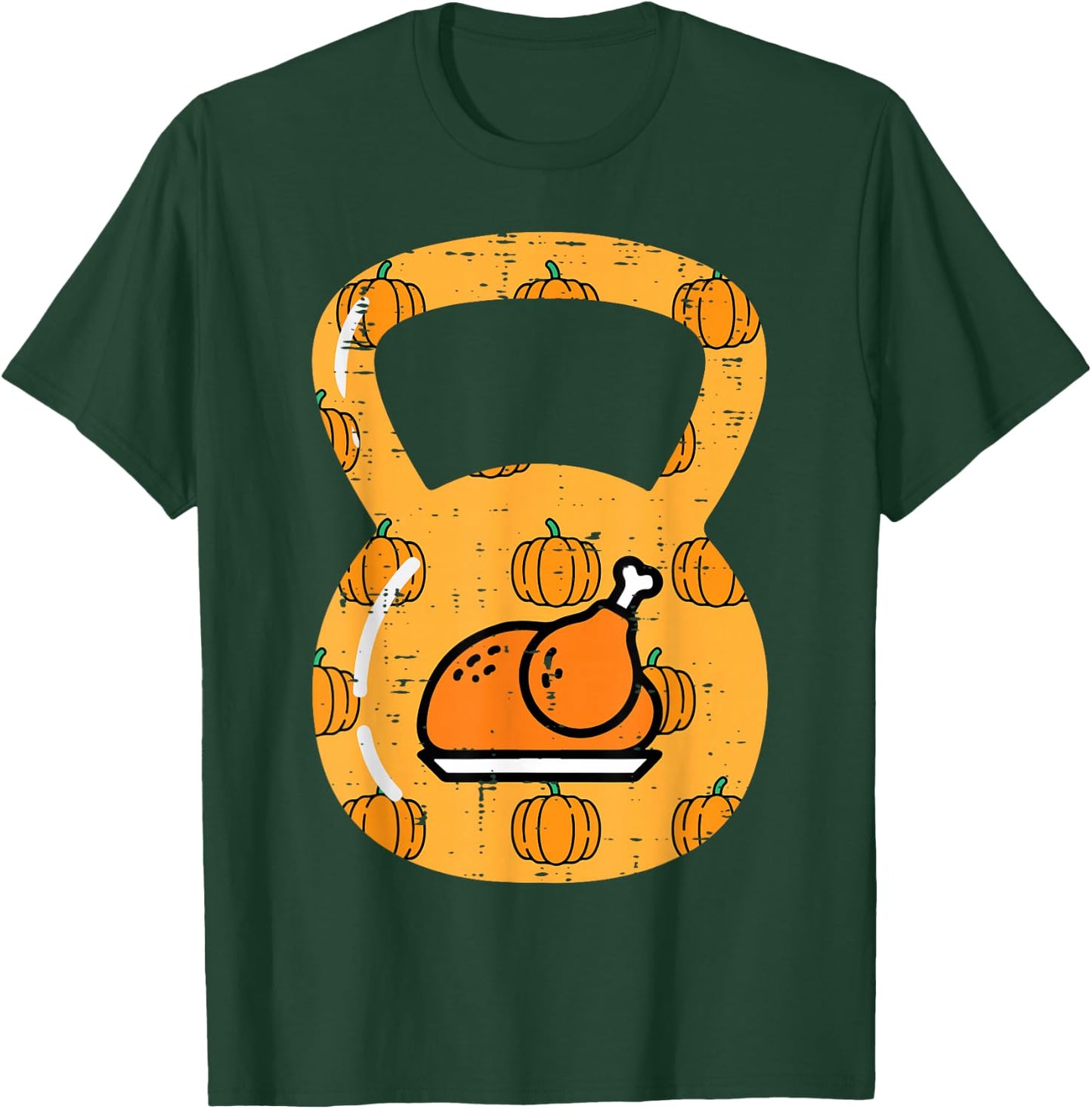 Thanksgiving Workout Kettlebell Fall Exercise Men Women Kids T-Shirt - T-Shirt | Forest