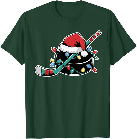 Christmas Hockey Player Santa Sports Design Boys T-Shirt - T-Shirt | Forest
