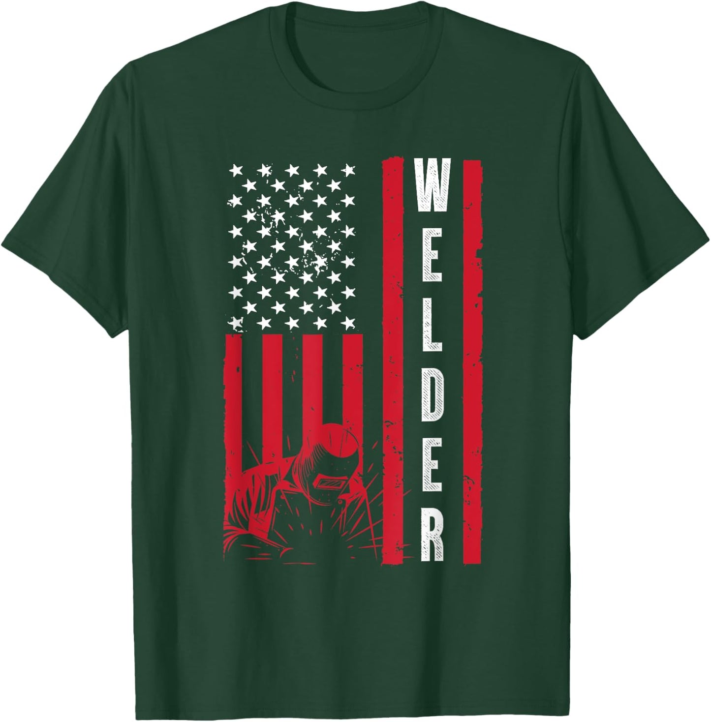 Cool Welding US Flag Art Women Welder Welding Lover T-Shirt - T-Shirt | Forest