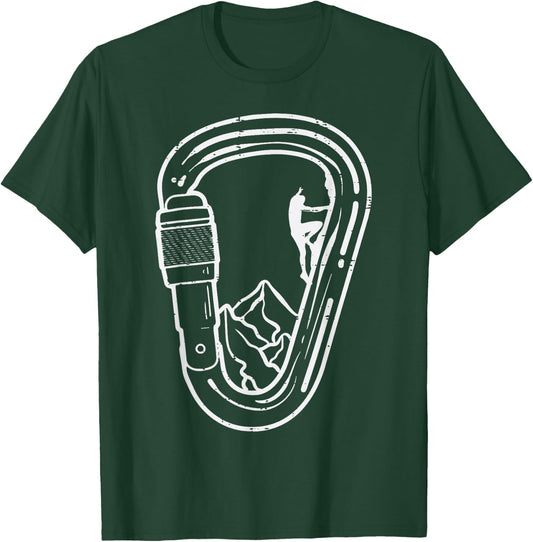 Climbing Carabiner Rock Climber Cool Mountain Men Women Kids T-Shirt - T-Shirt | Forest