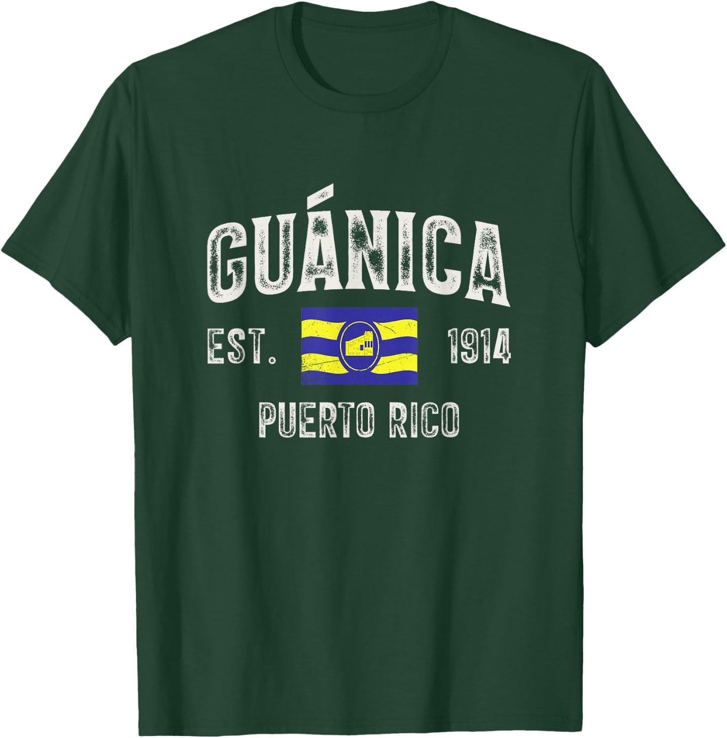 Guánica City in Puerto Rico Est 1914, Puerto Rico Flag T-Shirt - T-Shirt | Forest