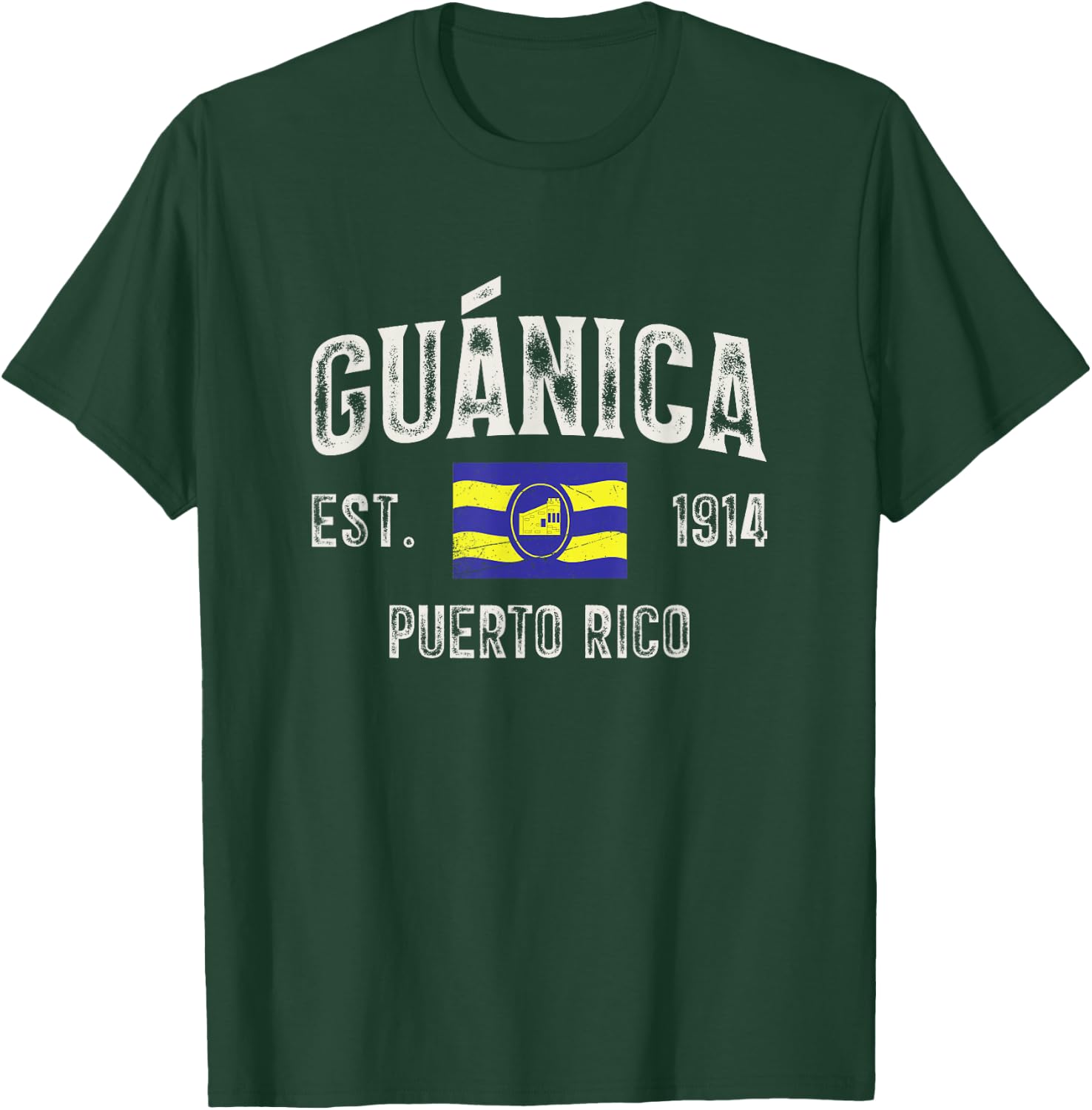 Guánica City in Puerto Rico Est 1914, Puerto Rico Flag T-Shirt - T-Shirt | Forest