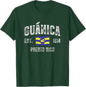 Guánica City in Puerto Rico Est 1914, Puerto Rico Flag T-Shirt - T-Shirt | Forest