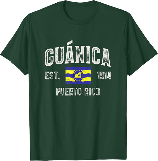 Guánica City in Puerto Rico Est 1914, Puerto Rico Flag T-Shirt - T-Shirt | Forest