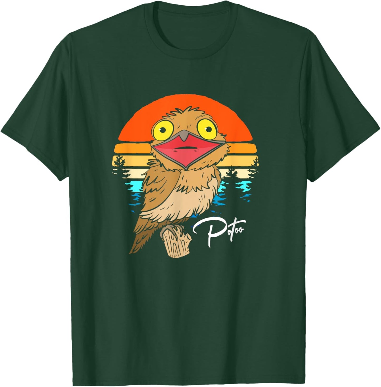 Retro Sunset Potoo Lover Potoo Bird Face T-Shirt - T-Shirt | Forest