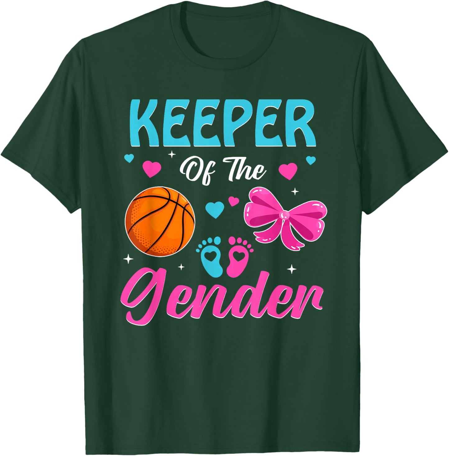 Keeper Of The Gender Basketball Gender Reveal Party T-Shirt - T-Shirt | Forest