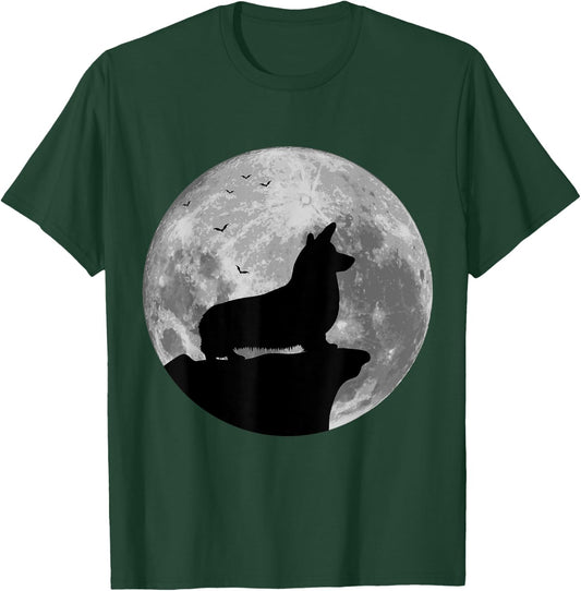 Pembroke Welsh Corgi Silhouette The Moon Halloween Costume T-Shirt - T-Shirt | Forest