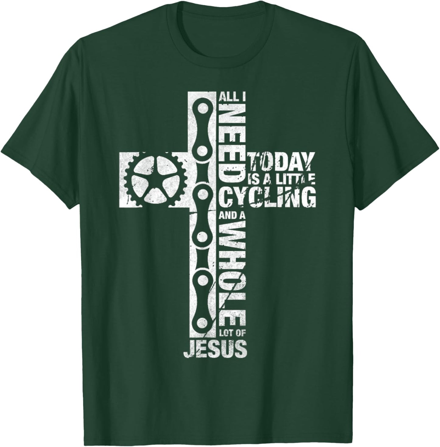 Vintage I Need Is Cycling And Jesus Christian Religious T-Shirt - T-Shirt | Forest