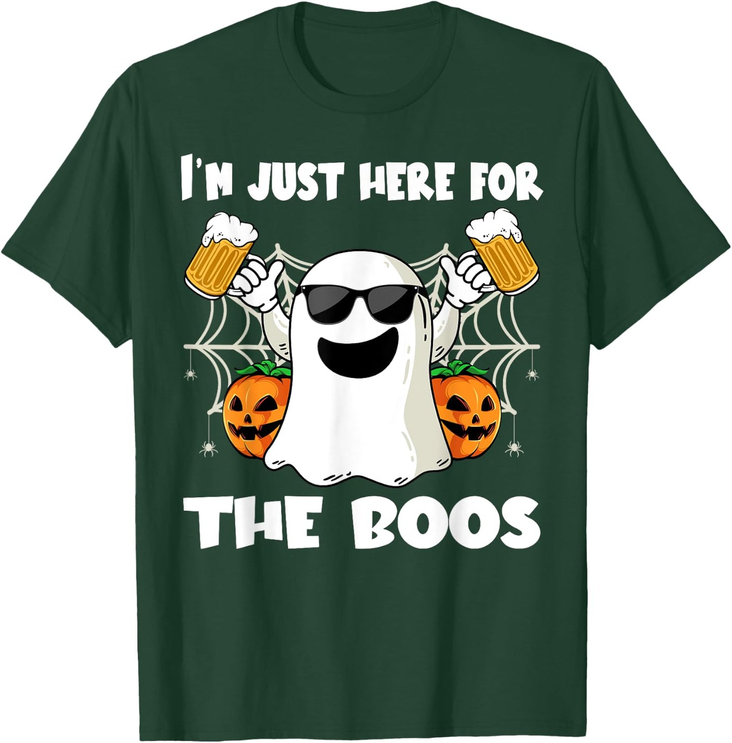 Im Just Here For The Boos Halloween Pumpkin Ghost Drink Beer T-Shirt - T-Shirt | Forest