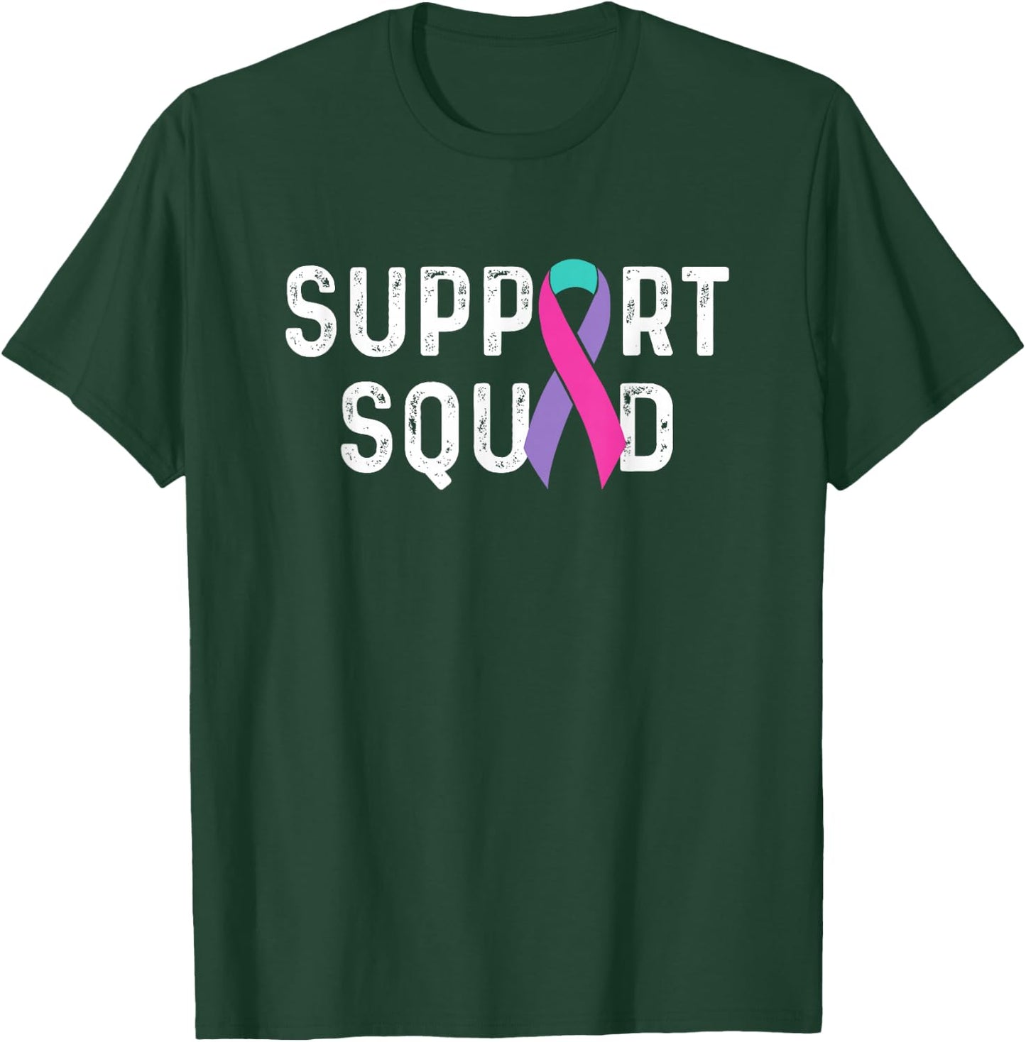 Thyroid Cancer Support Squad, Friend Family Awareness Ribbon T-Shirt - T-Shirt | Forest