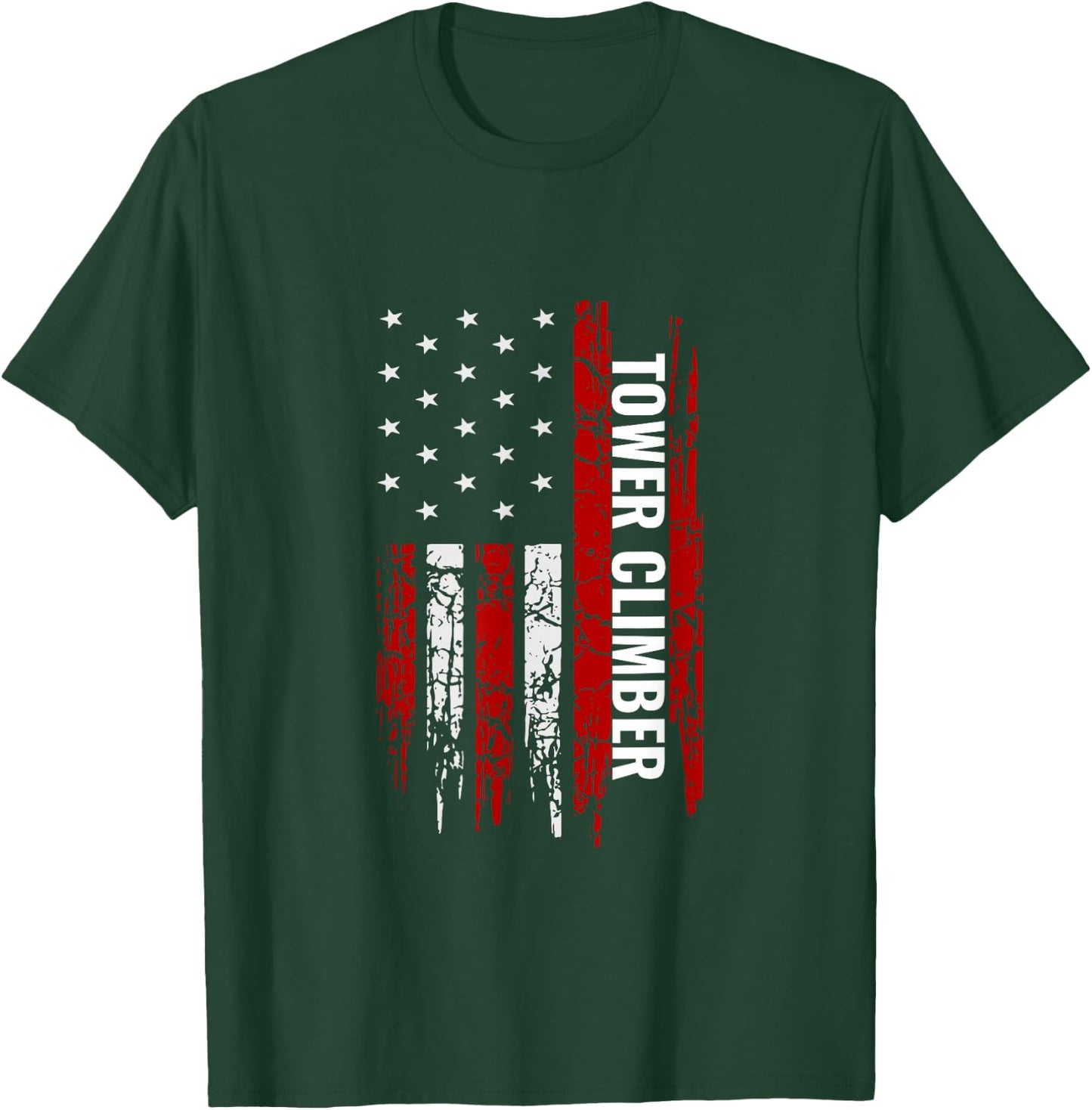 Tower Climber American USA Flag Climbing Men T-Shirt - T-Shirt | Forest