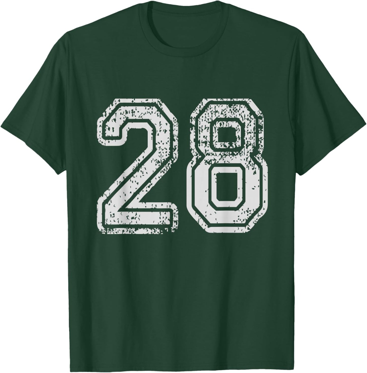 Team Jersey Uniforms Number 28 School Sports 28th Birthday T-Shirt - T-Shirt | Forest