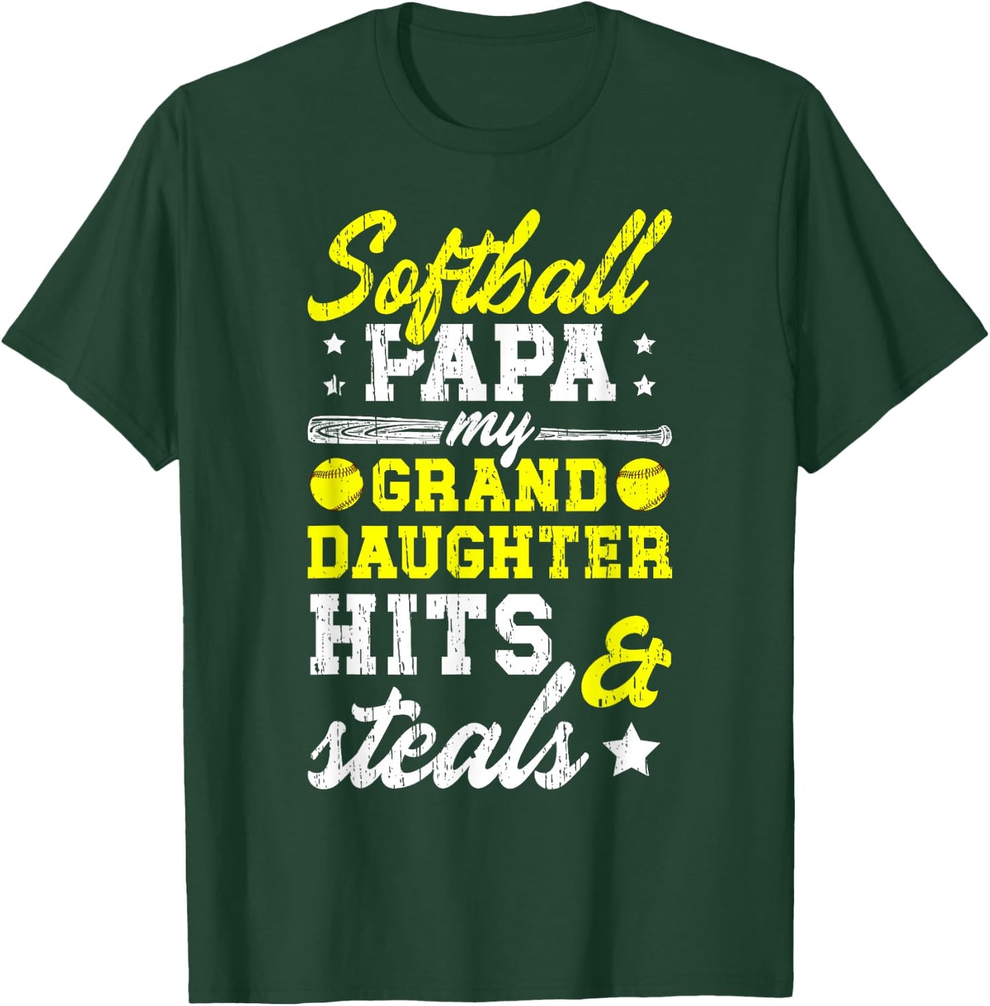 Softball Papa Grandpa Funny Papa Of A Softball Player T-Shirt - T-Shirt | Forest
