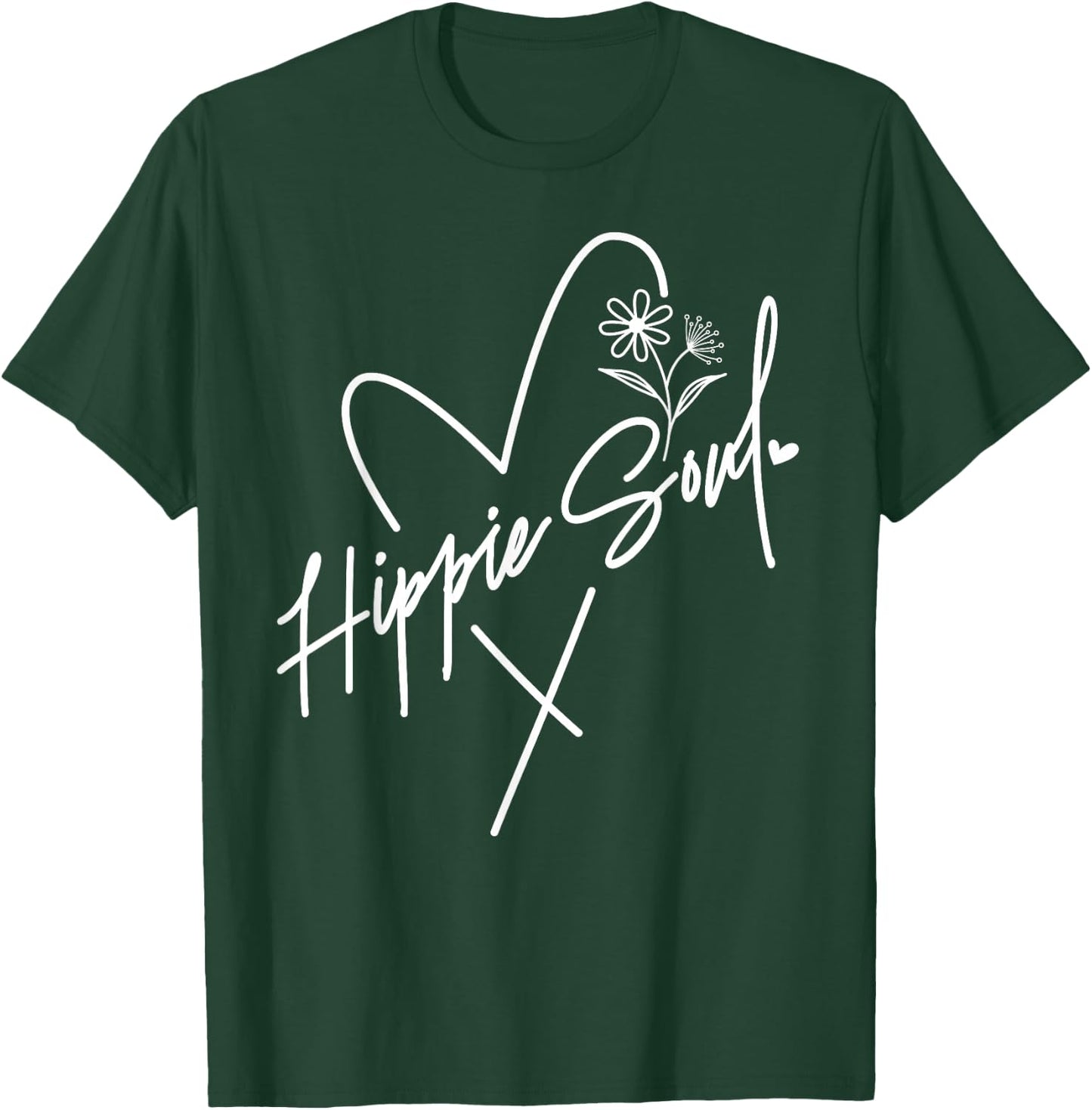 Hippie Soul Boho Flowers Heart Of A Hippie Peaceful Bohemian T-Shirt - T-Shirt | Forest