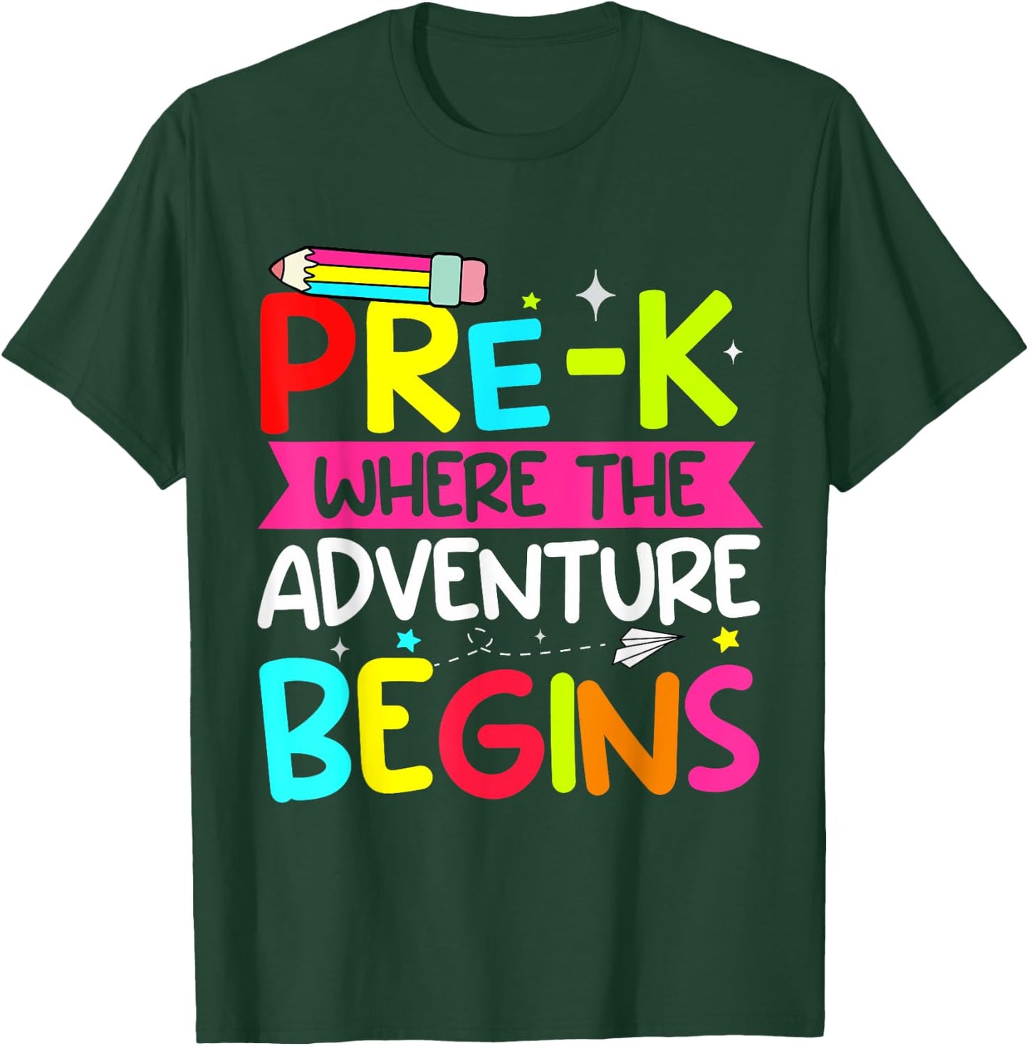 Pre-k Where The Adventure Begins First Day of Prek Teacher Men Women Kids T-Shirt - T-Shirt | Forest