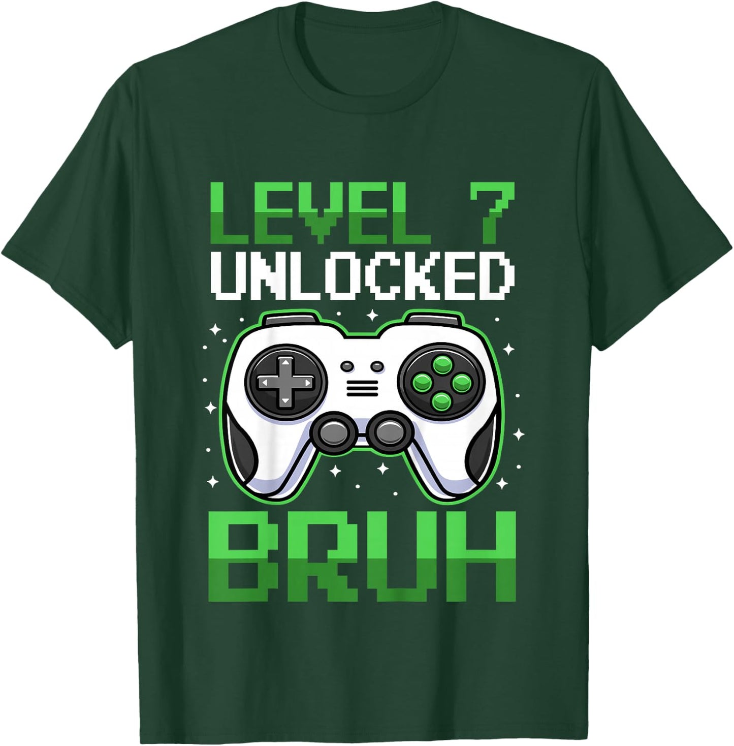 Kids Level 7 Unlocked Bruh 7 Years Old Video Gamer Birthday Boy T-Shirt - T-Shirt | Forest