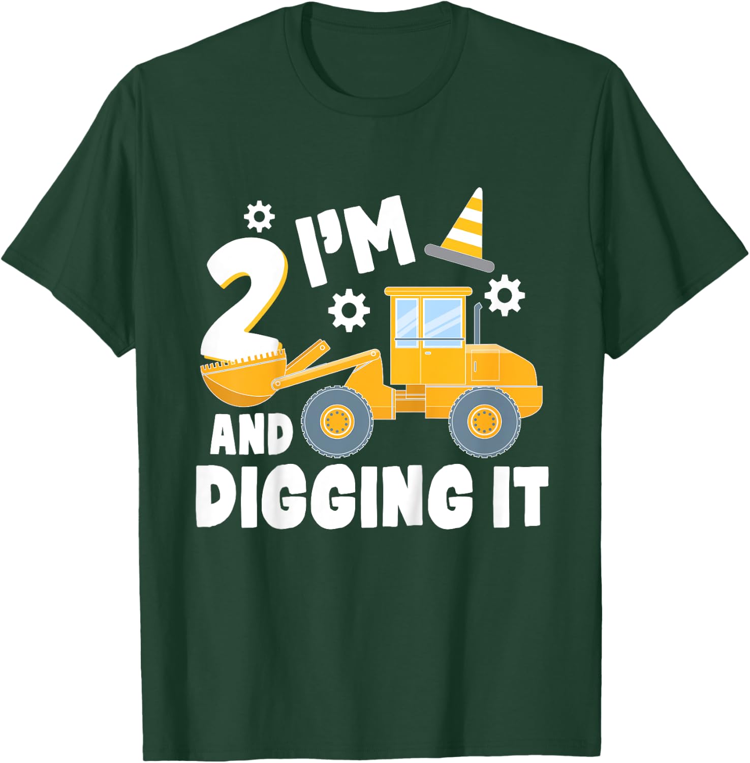 I'm 2 and Digging It 2 Year Old 2nd Birthday Construction T-Shirt - T-Shirt | Forest