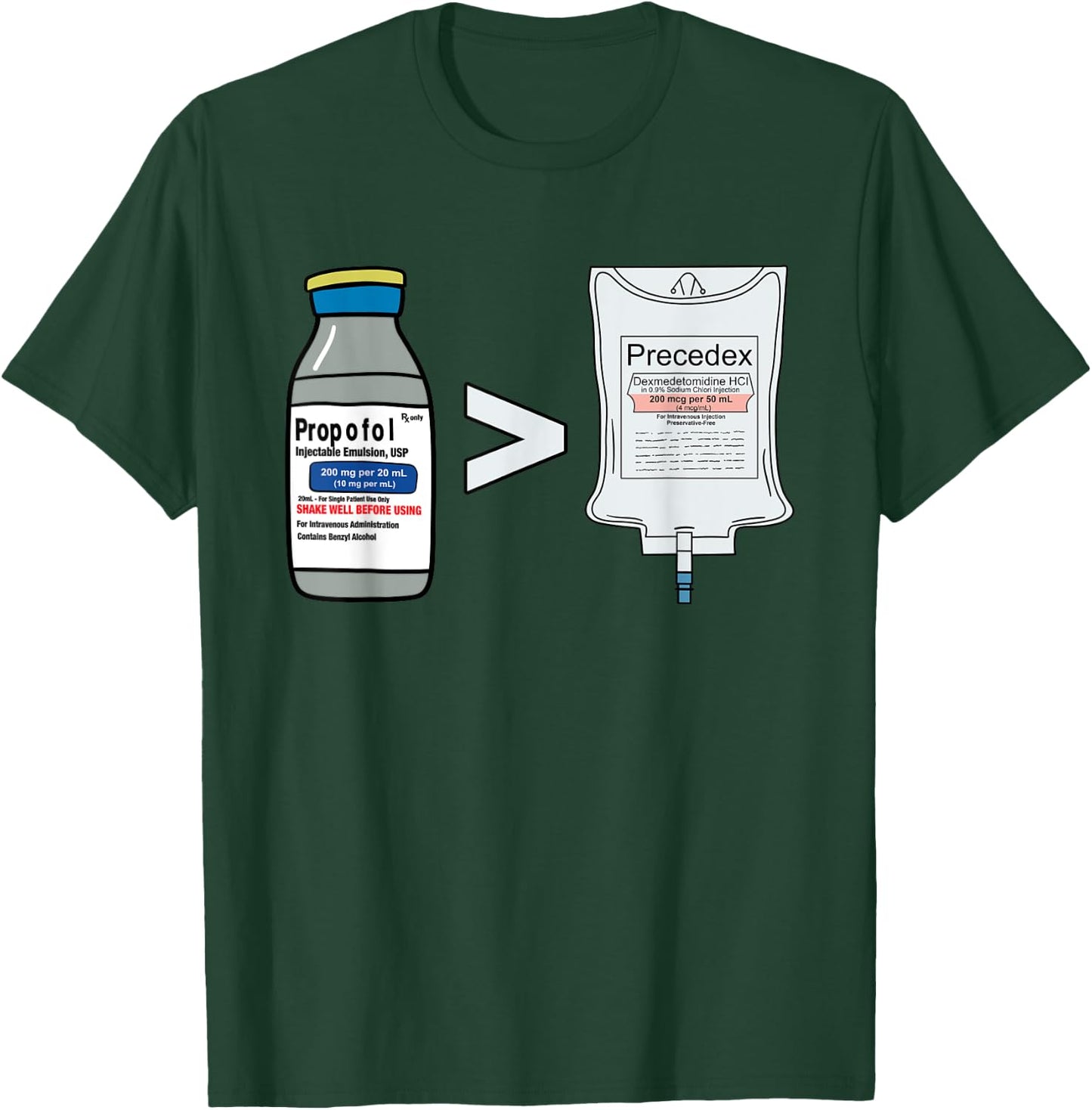 Propofol Precedex Funny Anesthesiologist Anesthesia T-Shirt - T-Shirt | Forest