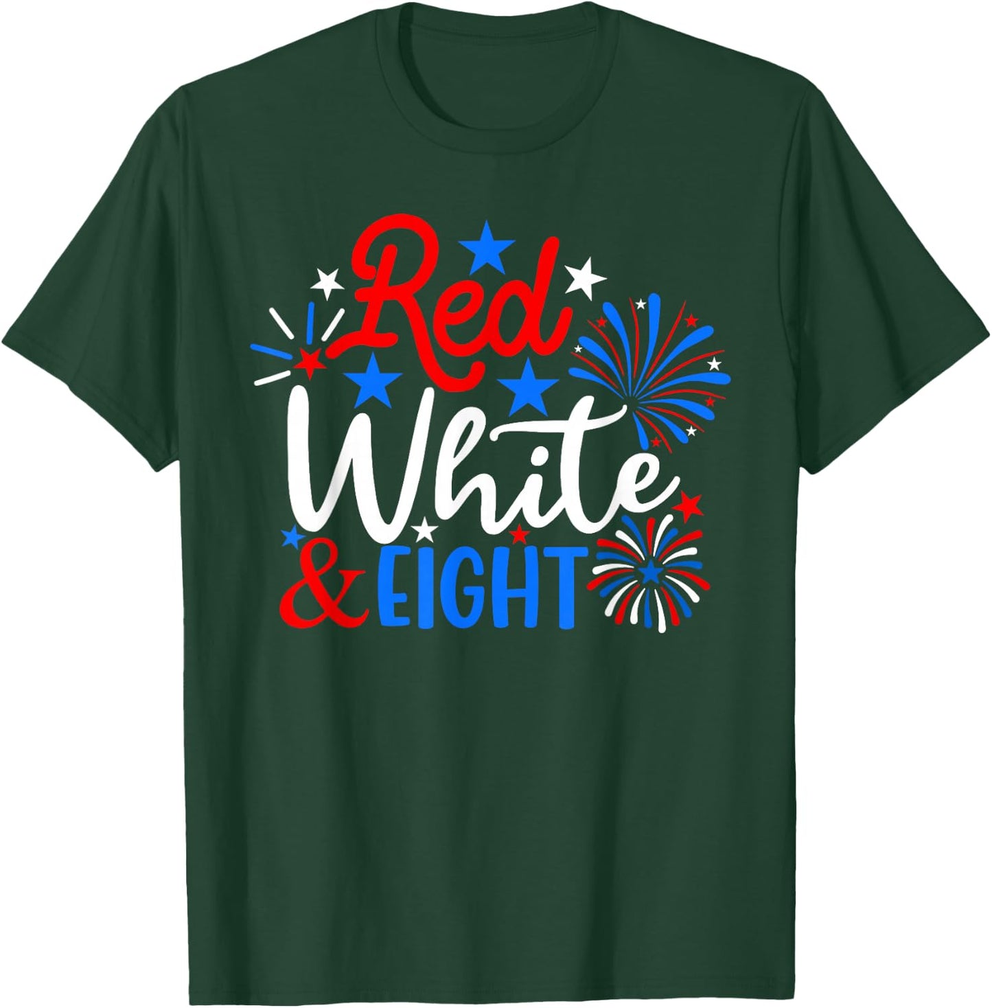 Red White And Eight 4th Of July 8th Birthday Patriotic T-Shirt - T-Shirt | Forest