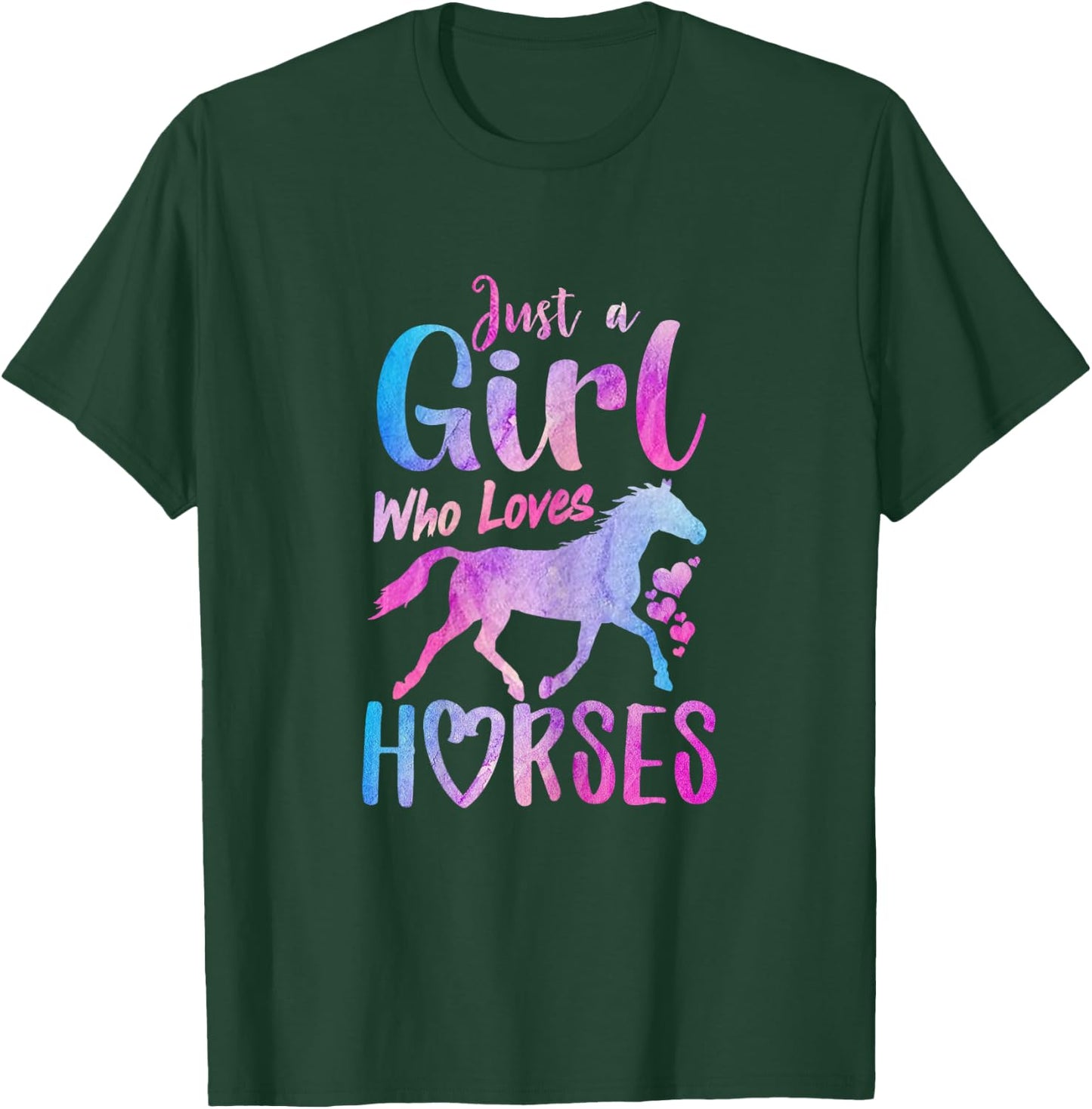 Just A Girl Who Loves Horses Riding Cute Horse Girls Women T-Shirt - T-Shirt | Forest