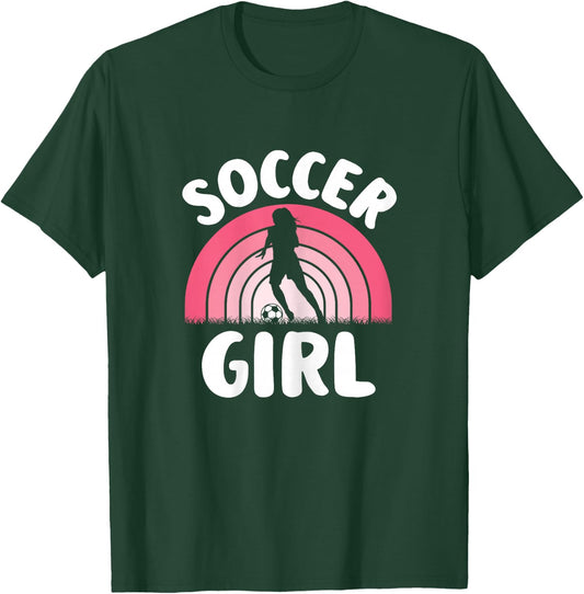 Soccer Girl Cute Pink Soccer Lover Women Girls Kids T-Shirt - T-Shirt | Forest