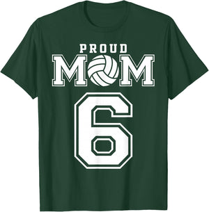 Custom Proud Volleyball Mom Number 6 Personalized Women T-Shirt - T-Shirt | Forest