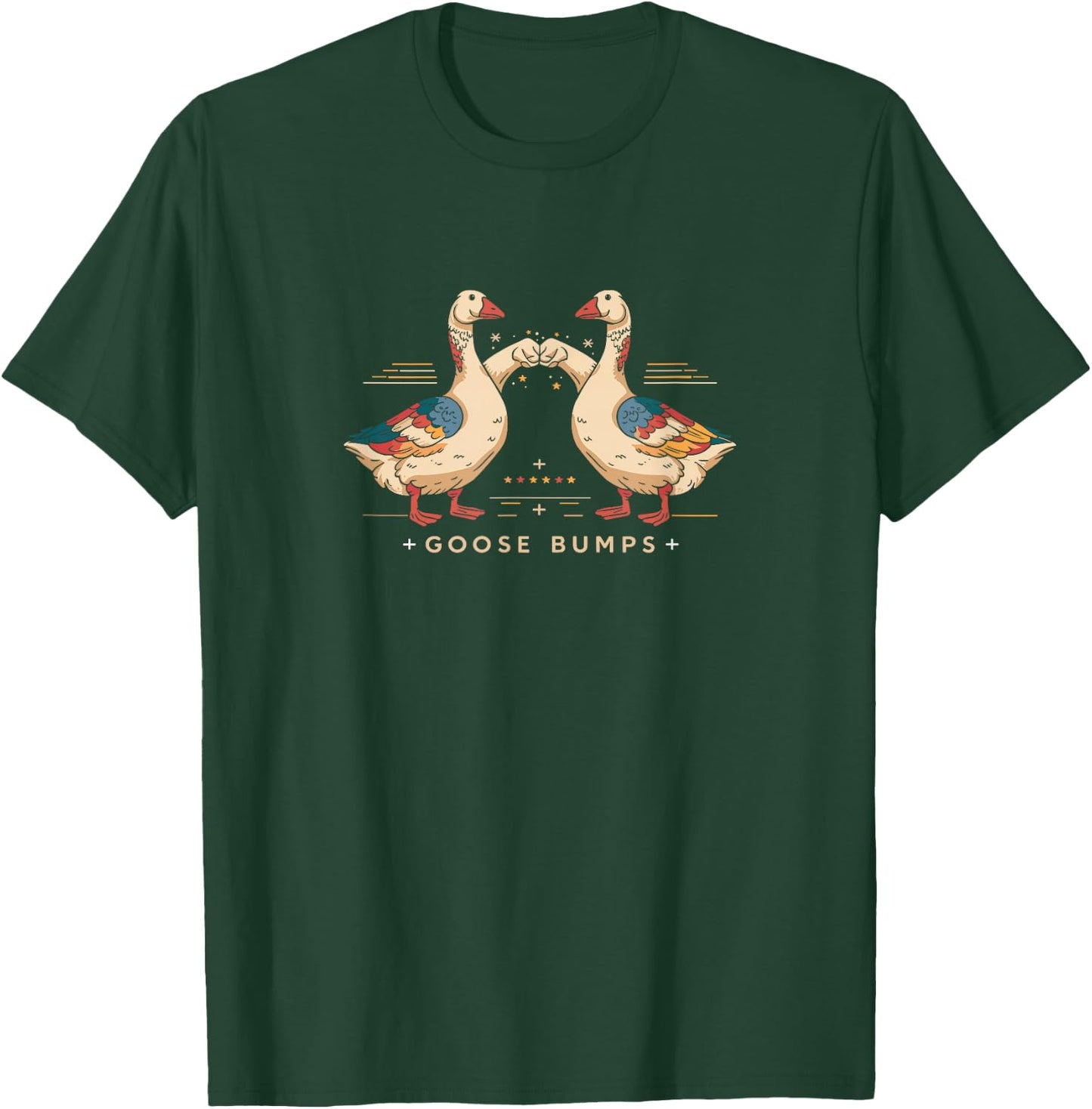 Vintage Goose Bumps Pun Fist Bump Geese Pals Kawaii Geese T-Shirt - T-Shirt | Forest