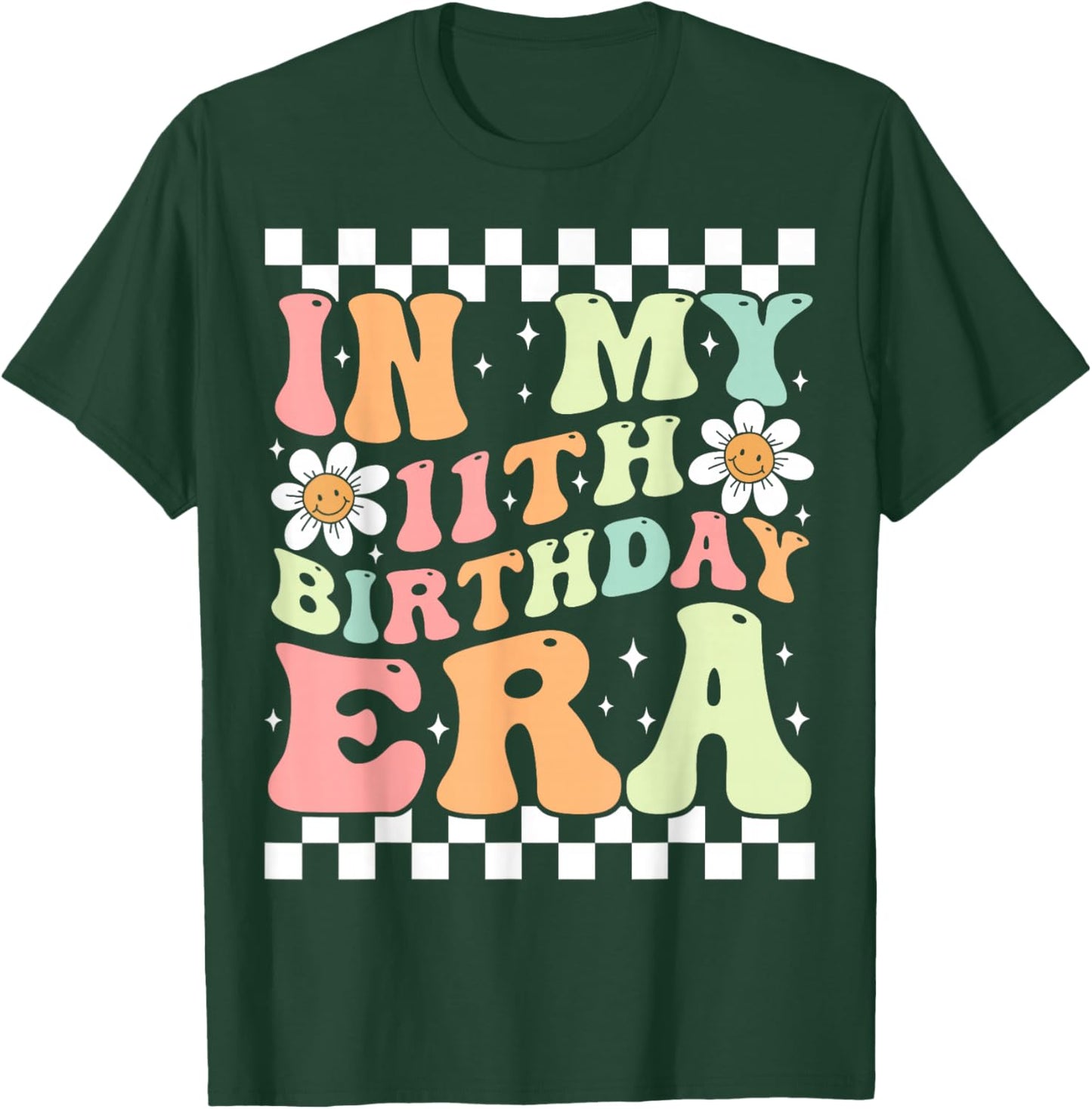 In My 11th Birthday Era Cute Groovy 11th Birthday Party T-Shirt - T-Shirt | Forest