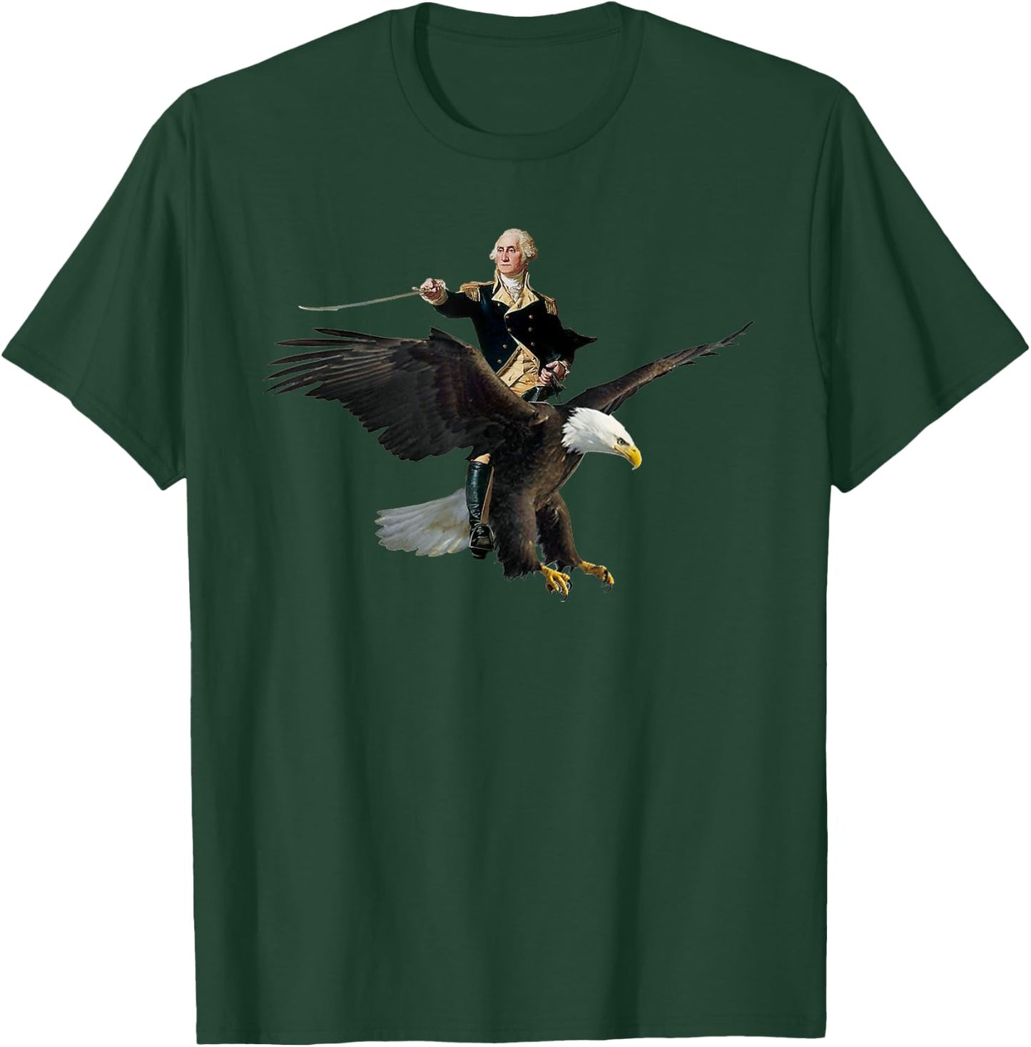 George Washington Riding A Bald Eagle - Patriotic T-Shirt - T-Shirt | Forest