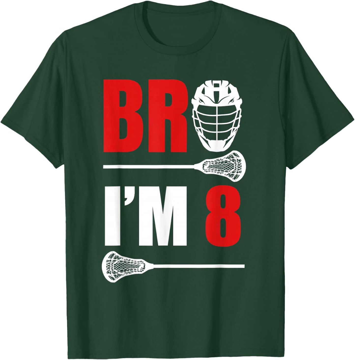 8th Birthday Shirt Boy Bro I'm 8 Year Old Lacrosse Theme T-Shirt - T-Shirt | Forest