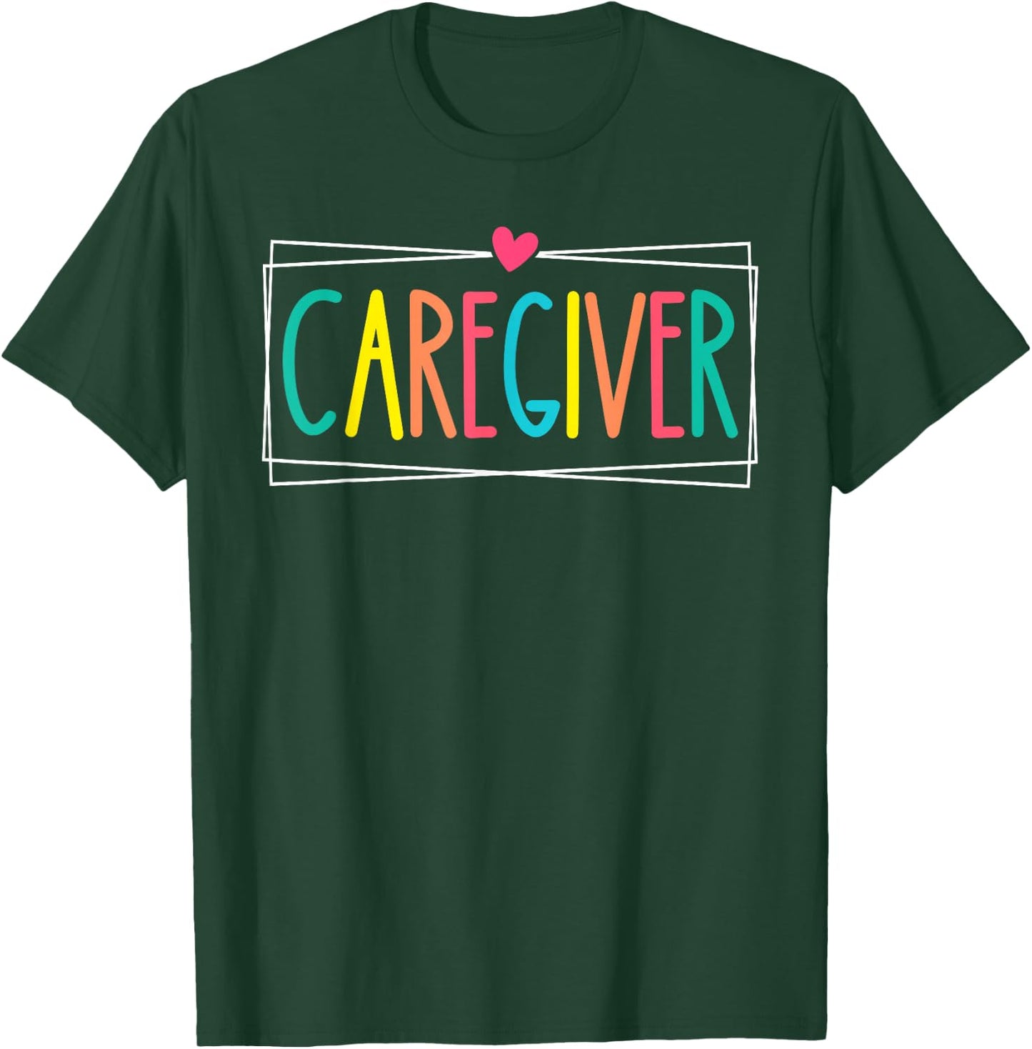 Caregiver Retro Care Giver Appreciation Heart Men T-Shirt - T-Shirt | Forest