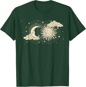 Vintage Celestial Sun And Moon Astrology Moon Phase Women T-Shirt - T-Shirt | Forest