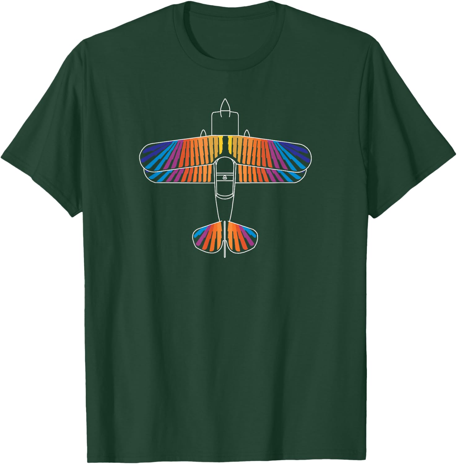 The Rainbow Eagle: Aerobatic Biplane Airplane FRONT ONLY T-Shirt - T-Shirt | Forest