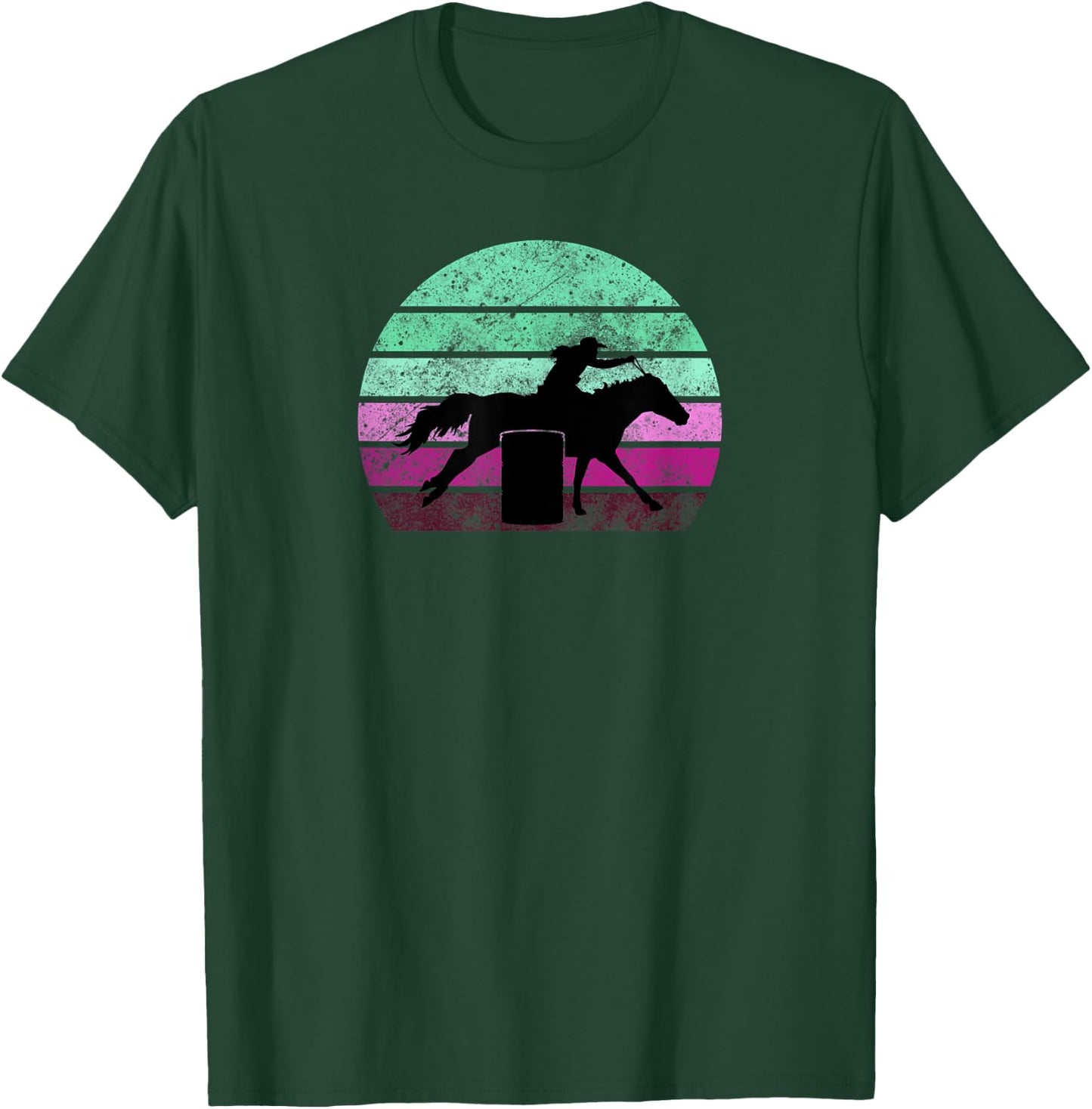 Barrel Racing - Horse Lover - Vintage Sunset - Country Girl T-Shirt - T-Shirt | Forest