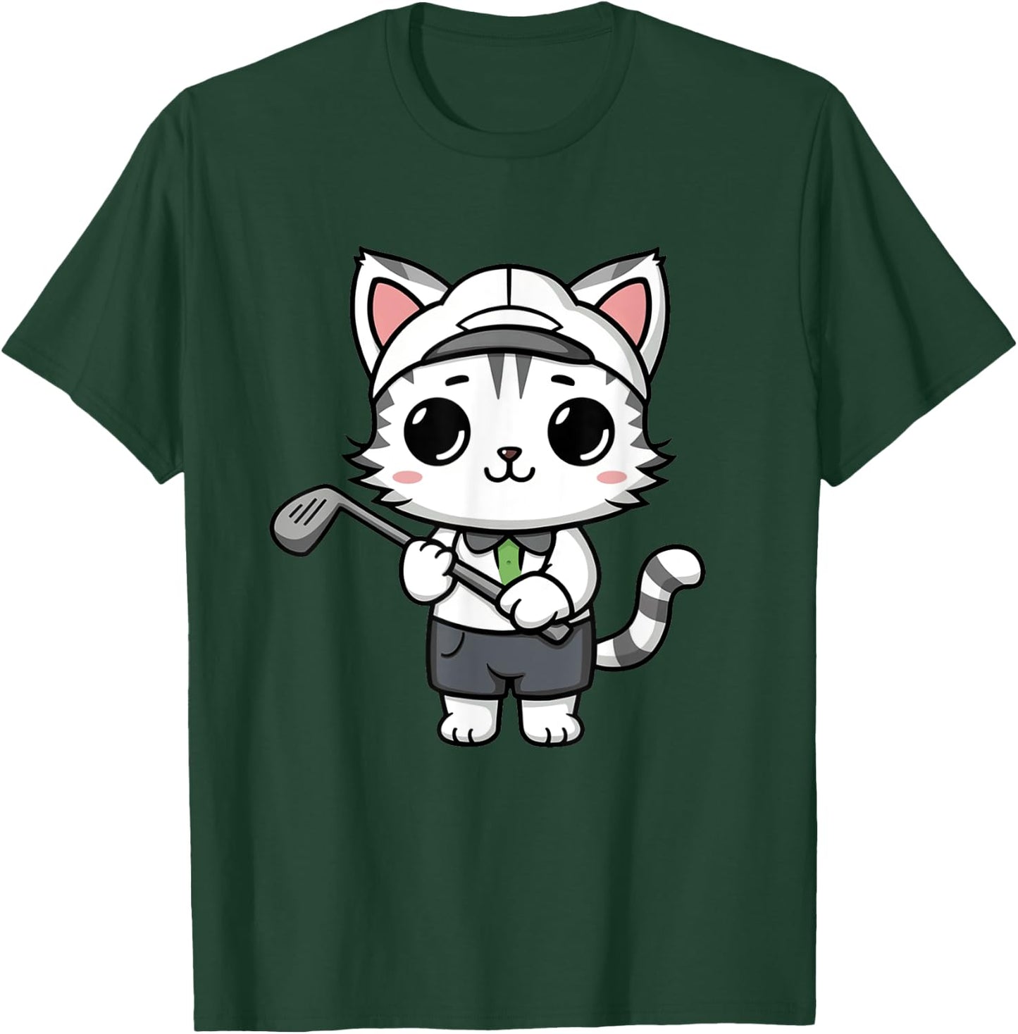 Golfing Funny Cat Golf Women Girls Golf Kawaii T-Shirt - T-Shirt | Forest