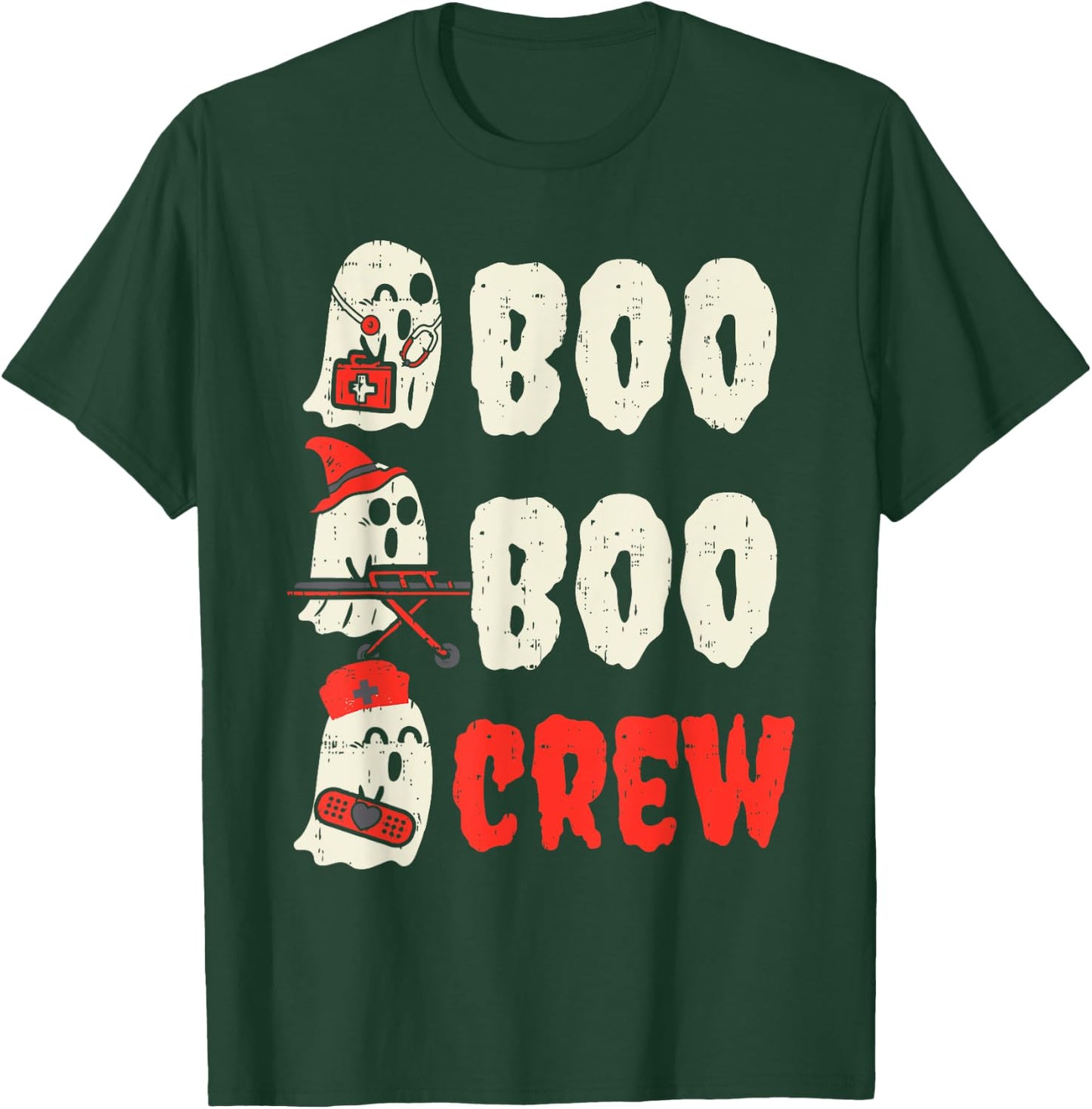 Boo Boo Crew Funny Ghost Nurse Halloween Costume Women T-Shirt - T-Shirt | Forest