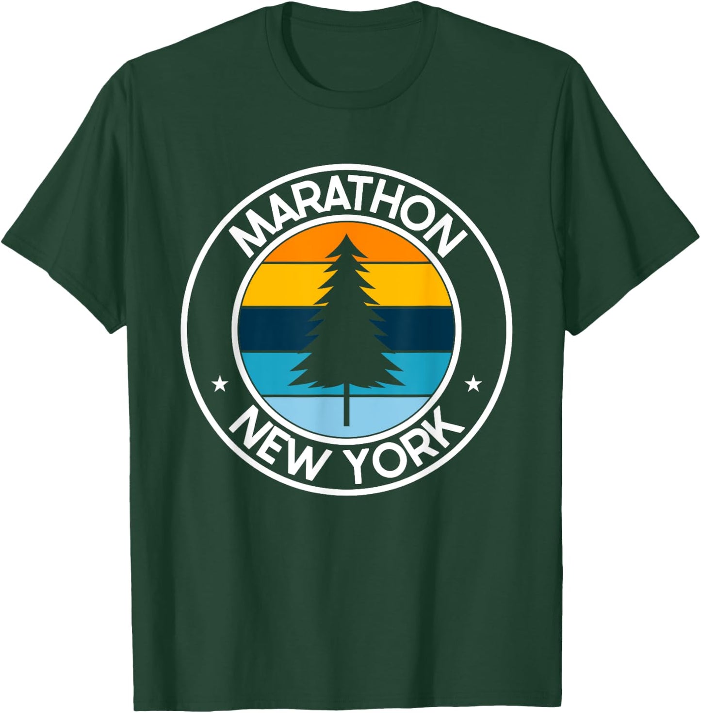 Marathon New York NY USA City Pride Retro Sunset T-Shirt - T-Shirt | Forest