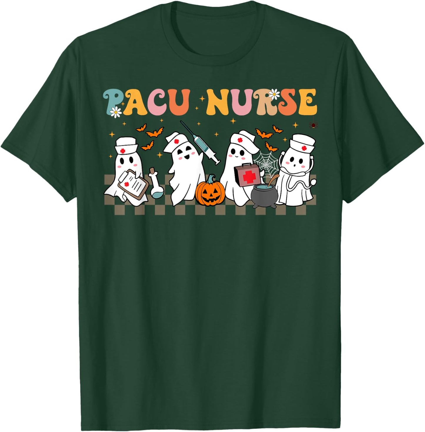 PACU Nurse Spooky Ghost Halloween Cute Nursing Costume T-Shirt - T-Shirt | Forest