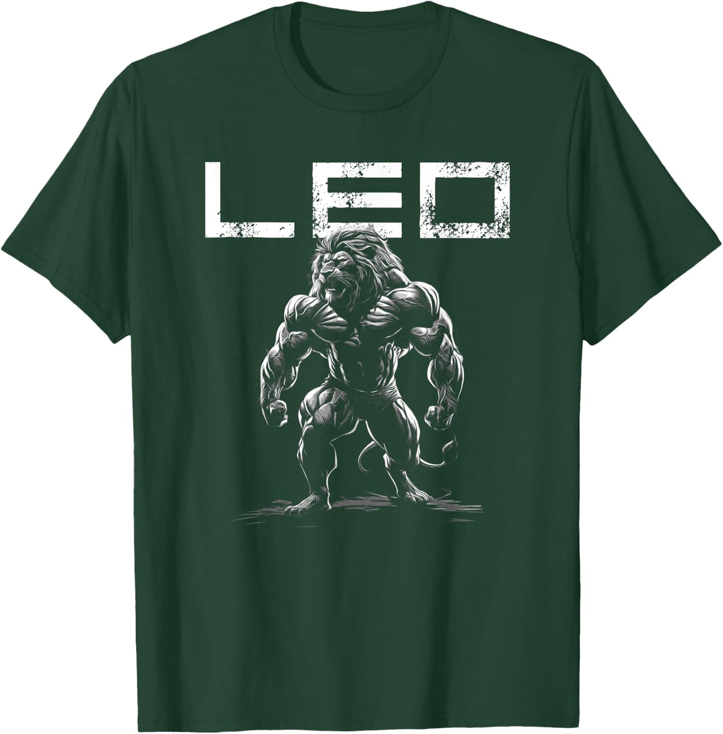 Lion With Muscles Leo Zodiac Workout Gym T-Shirt - T-Shirt | Forest