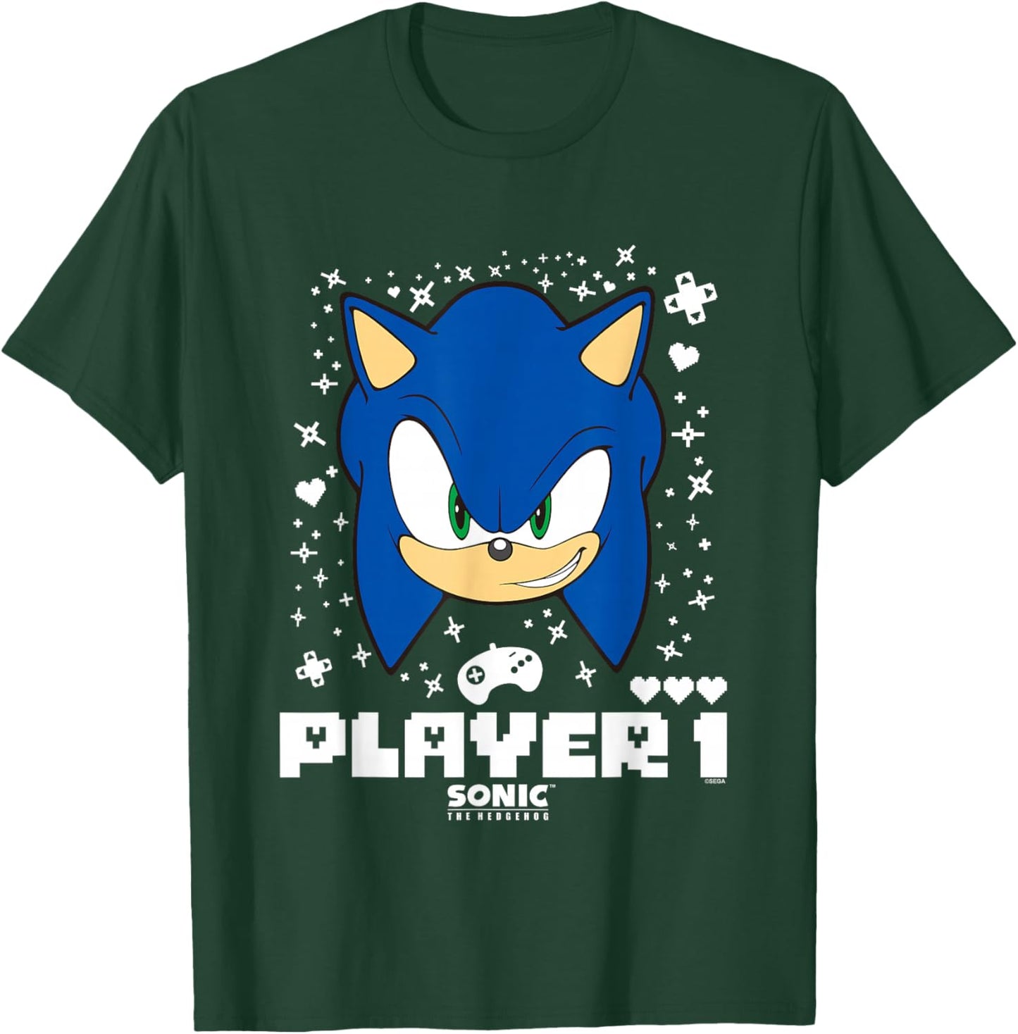 Sonic The Hedgehog Valentine's Day Player 1 Sonic Big Face T-Shirt - T-Shirt | Forest