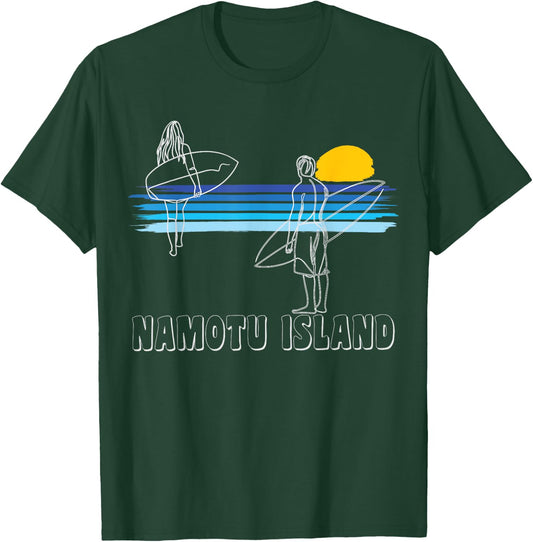 Namotu Island Surfing Beach Surf Guy Girl T-Shirt - T-Shirt | Forest