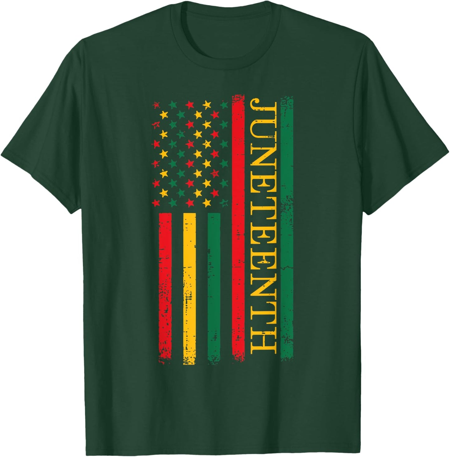 Juneteenth African American Flag Freedom 1865 Women Men Kids T-Shirt - T-Shirt | Forest