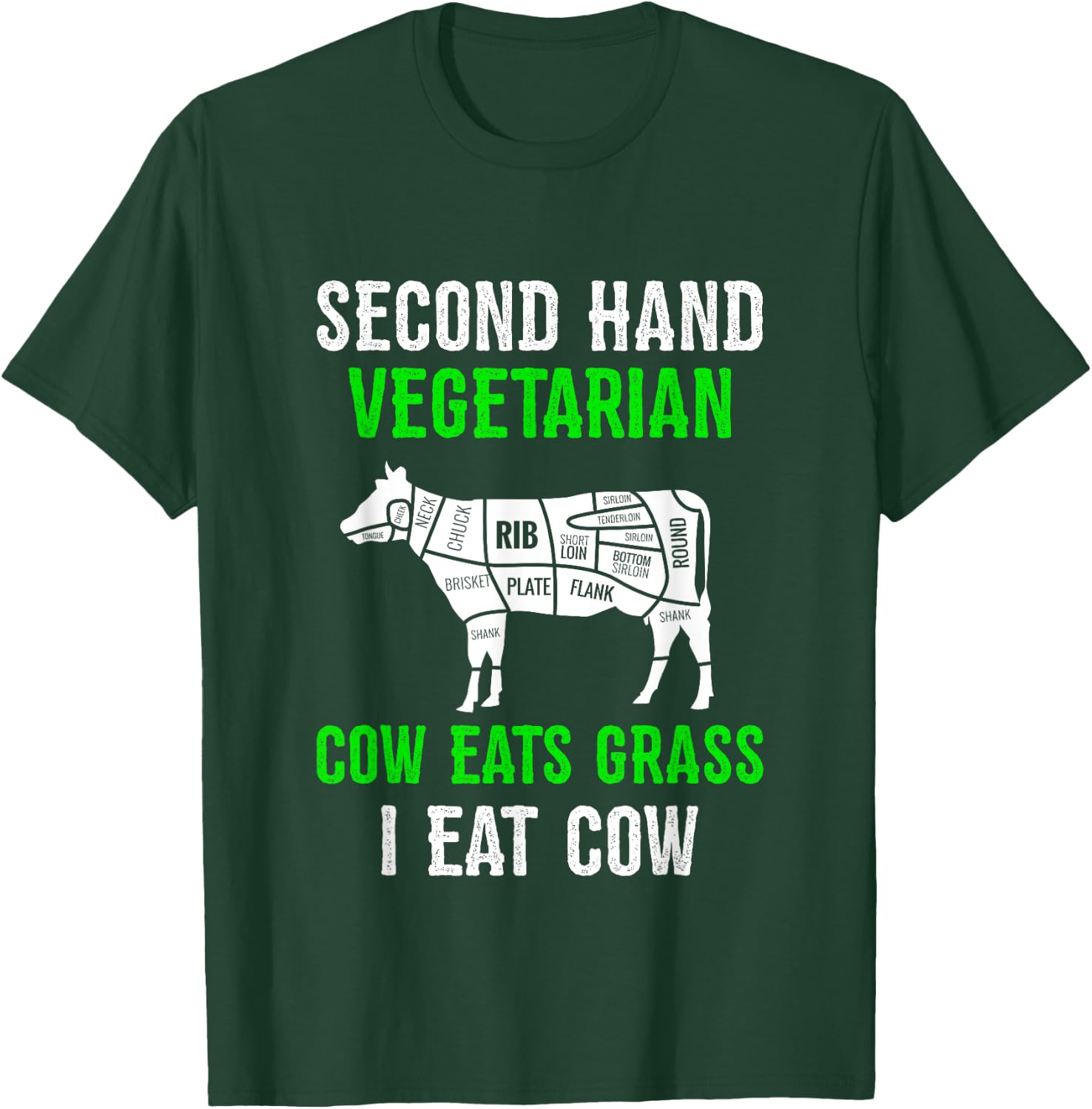 2nd Hand Vegetarian Shirt Funny Carnivore Beef Meat Lover T-Shirt - T-Shirt | Forest