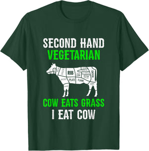 2nd Hand Vegetarian Shirt Funny Carnivore Beef Meat Lover T-Shirt - T-Shirt | Forest