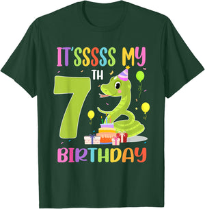 It's My 7th Birthday Snake 7 Years Old Birthday T-Shirt - T-Shirt | Forest