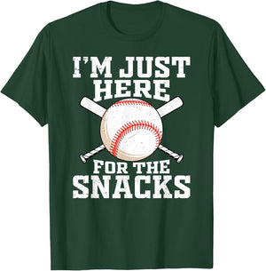 Funny Baseball Im Just Here For The Snacks Baseball Sister T-Shirt - T-Shirt | Forest