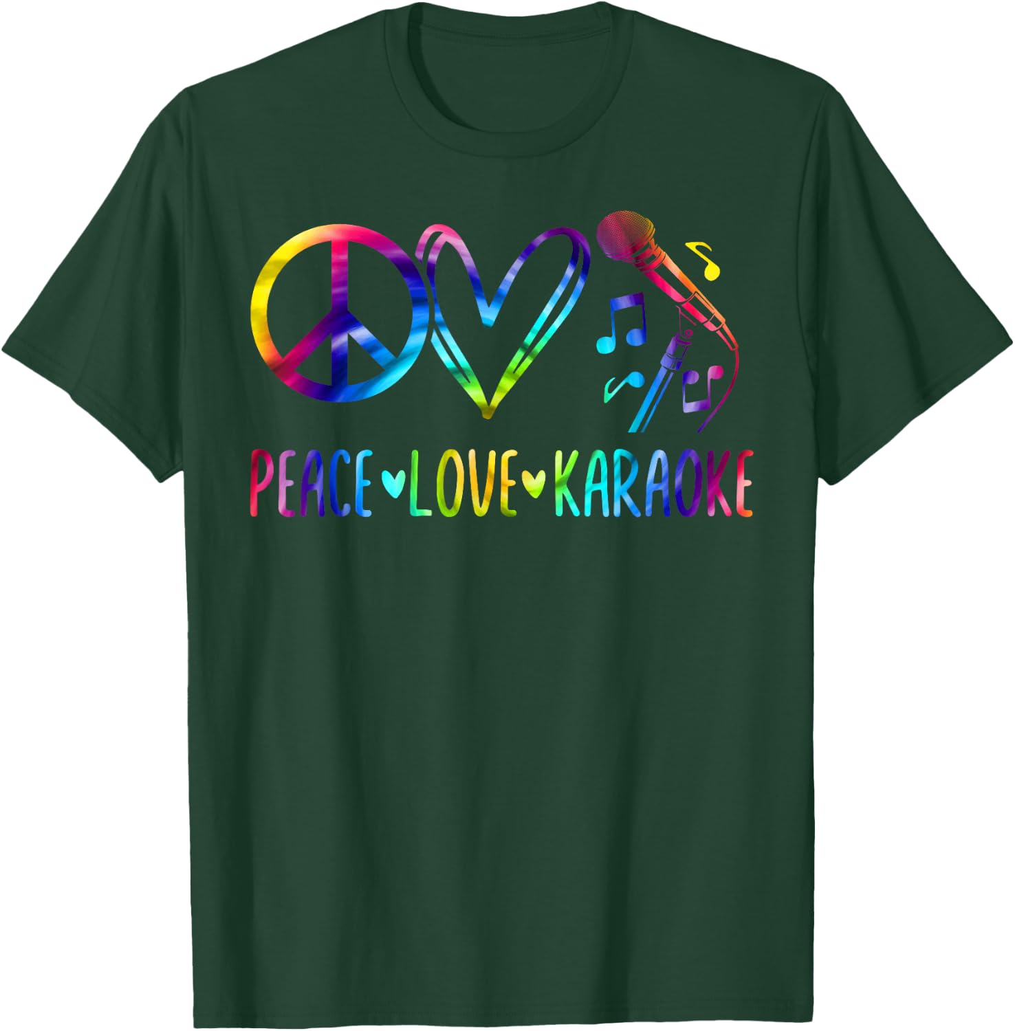 Karaoke Singer 80s Retro Vintage Peace Love Karaoke T-Shirt - T-Shirt | Forest