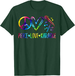 Karaoke Singer 80s Retro Vintage Peace Love Karaoke T-Shirt - T-Shirt | Forest