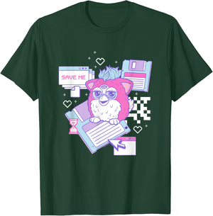 Furby Cute Retro Computer Friend Save Me Big Chest Poster T-Shirt - T-Shirt | Forest