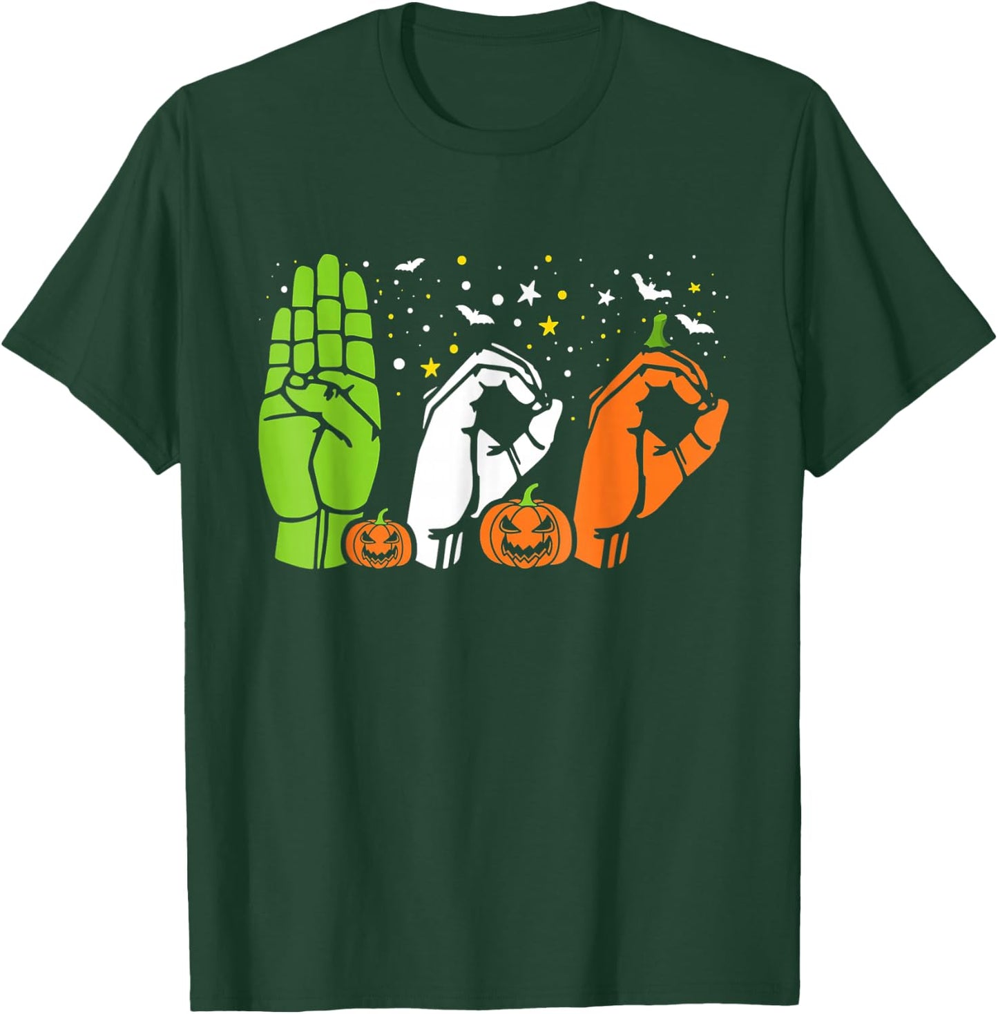 Boo Hands American Sign Language ASL Halloween Pride T-Shirt - T-Shirt | Forest